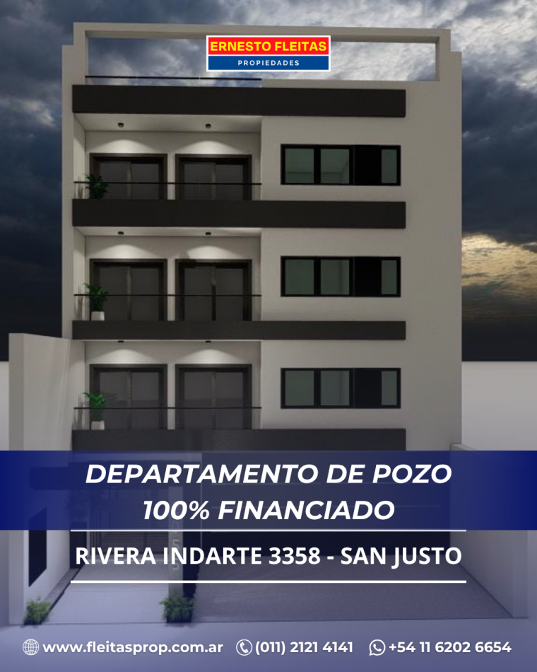 departamento de pozo - 2 ambientes  - san justo
